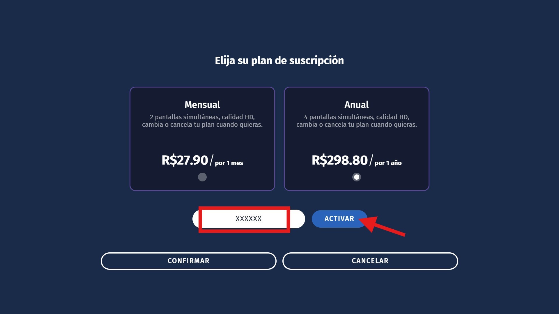 Campo para inserir o código do voucher